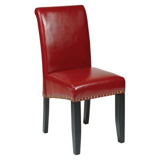 Office Star Parsons Chair with Nailheads   Crimson Red