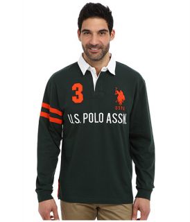 U.S. POLO ASSN. Long Sleeve Heavy Weight Cotton Jersey Rugby Polo Park Green