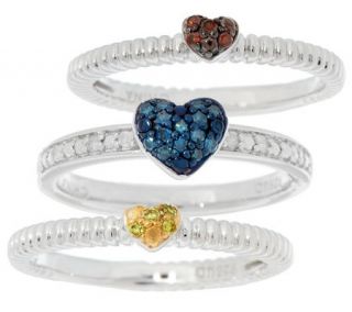 Pave Heart Stack Diamond Rings, Sterling 1/5 cttw, by Affinity —