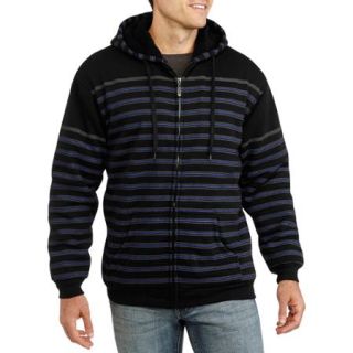 Men's Printed Stripe Fleece Jacket with Sherpa Lining