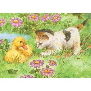 Mini Color Pencil By Number Kit 5 Inch X 7 Inch Kitten & Duckling