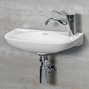 Whitehaus WH1 102L 16 1/4" Isabella small wall mount basin with center drain   White