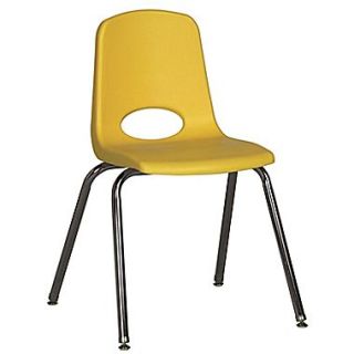 ECR4Kids 18(H) Plastic Stack Chair With Chrome Legs & Nylon Swivel Glides, Yellow