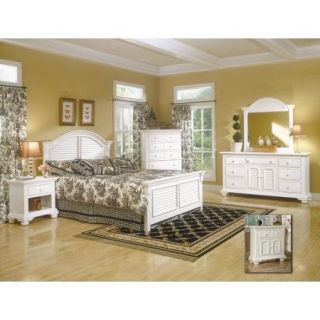 American Woodcrafters Cottage Traditions Panel Bed Bedroom Set in Distressed Eggshell White