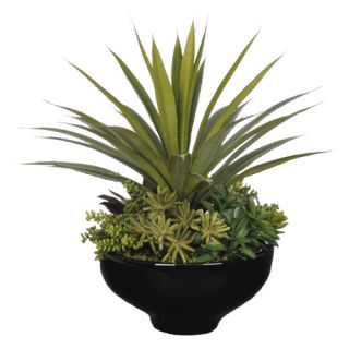 House of Silk Flowers Artificial Bromeliad Bowl Desktop Plant in