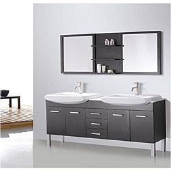 Design Element Tustin 72 inch Double Sink and Mirror Bathroom Vanity