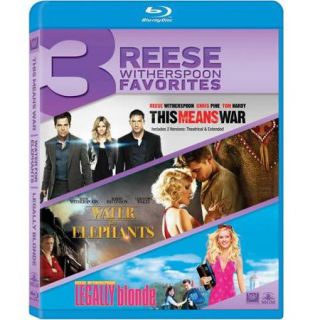 3 Reese Witherspoon Favorites This Means War / Water For The Elephants / Legally Blonde (Blu ray)