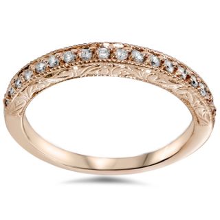 Bliss 14k Rose Gold 1/2ct TDW Hand Engraved Vintage Style Diamond Band