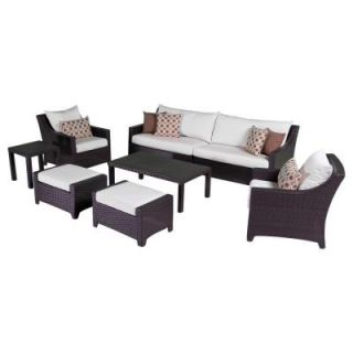 RST Brands Deco 8 Piece Patio Sofa and Club Chair Deep Seating Set with Moroccan Cream Cushions OP PESS7 MOR K