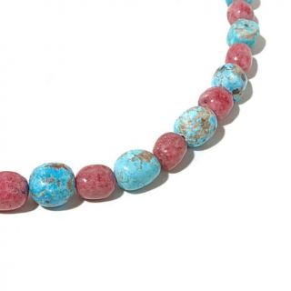 Jay King Seven Peaks Turquoise and Cerise Rhodonite Sterling Silver 19" Beaded    7817374