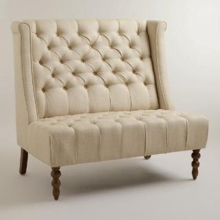 Linen High Back Settee