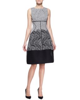 Lela Rose Mixed Print Stripe Hem Dress