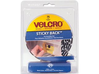 Velcro 90089 Sticky Back Hook and Loop Dot Fasteners with Dispenser, 5/8 Inch, Black, 75/Roll