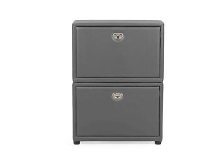 Baxton Studio Petito Contemporary 2 Tier Grey Faux Leather Upholstered Shoe Cabinet