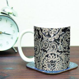 KESS InHouse Snowflakes by Akwaflorell 11 oz. Geometric Ceramic Coffee