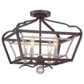 Minka Lavery Astrapia 4 Light Dark Rubbed Sienna with Aged Silver Semi Flush Mount Light 4347 593