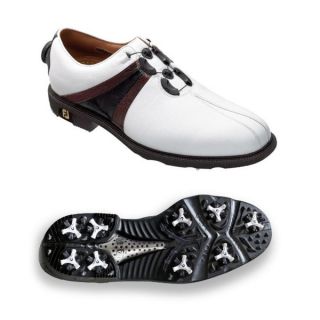 FootJoy Mens Icon BOA White/ Brown/ Black Golf Shoes  
