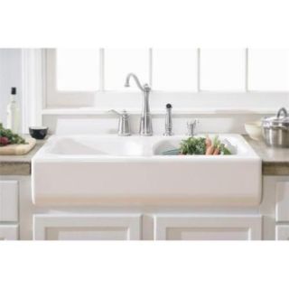 Lyons Industries DKS01AP 3. 5 Designer White Apron Front Dual Bowl Acrylic 10 inch Deep Kitchen Sink