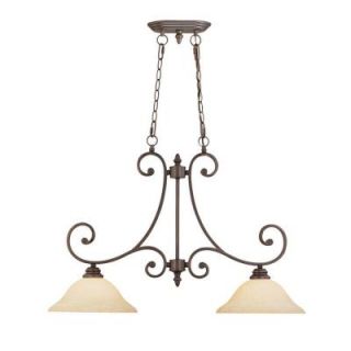 Millennium Lighting 2 Light Rubbed Bronze Island Light with Turinian Scavo Glass 1232 RBZ