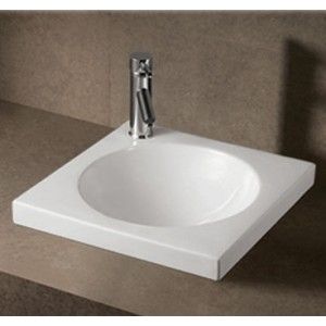Whitehaus WHKN4061 Isabella drop in basin with an integrated round bowl, single faucet hole and center drain   White