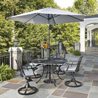 Home Styles Largo 5 Piece Patio Dining Set with Gray Cushions and Umbrella 5560 3256C