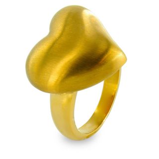 Stainless Steel Goldtone Brushed Heart Ring   13730226  