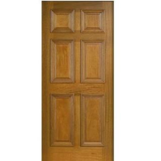 Main Door 32 in. x 80 in. Solid Mahogany Type 6 Panel Prefinished Golden Oak Wood Front Door Slab SH 600 GO BZ 32in