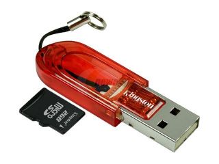 Kingston 2GB MicroSD Flash Card + Reader Model FCR MRR+SDC/2GB