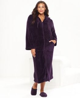 Charter Club Plus Size Supersoft Long Hooded Zip Up Robe   Lingerie