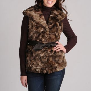 Mo Ka Womens Brown Faux Fur Vest   Shopping