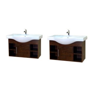 Bellaterra Home Medium Walnut Integral Double Sink Birch Bathroom Vanity with Vitreous China Top (Common 81 in x 20 in; Actual 81 in x 20.1 in)