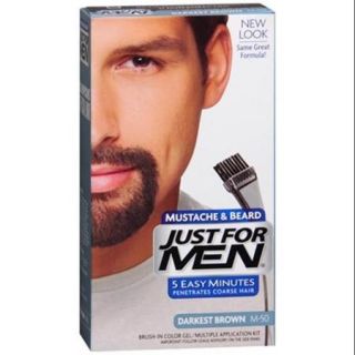 JUST FOR MEN Color Gel Mustache & Beard, M 50 Darkest Brown 1 ea (Pack of 2)