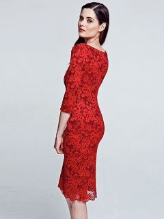 HotSquash Red long sleeved lace dress with ThinHeat Red
