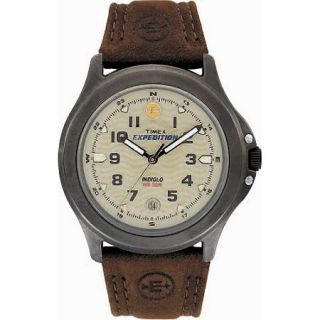 Timex Men's Expedition Metal Field Watch, Brown Leather Strap