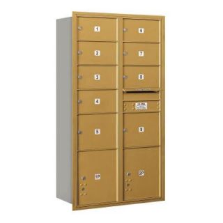 Salsbury Industries 56 3/4 in. Max Height Unit Gold Private Rear Loading 4C Horizontal Mailbox with 7 MB2/2 MB3 Doors/2 PL's 3716D 09GRP