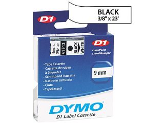 Dymo 41913 Black on White D1 Label Tape 0.37" Width x 23 ft Length   1 Each   Polyester   Thermal Transfer   White