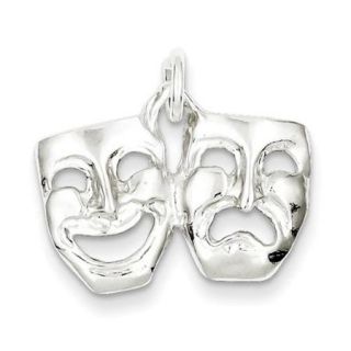 Sterling Silver Comedy/Tragedy Charm (0.6in long x 0.8in wide)