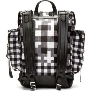 Neil Barrett Black & White Check Canvas Backpack