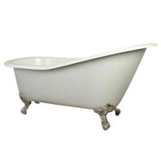 Aqua Eden 5 ft. Cast Iron Polished Brass Claw Foot Slipper Tub with 7 in. Deck Holes in White HVCT7D653129B2