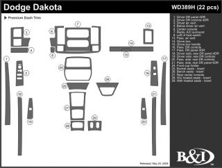 2001 2004 Dodge Dakota Wood Dash Kits   B&I WD389H DCF   B&I Dash Kits