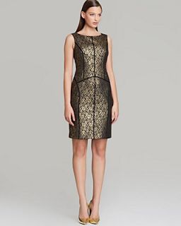 Adrianna Papell Lace Sheath Dress with Taping Detail