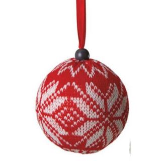 3.5" Alpine Chic Red with White Snowflake Knit Nordic Design Christmas Ball Ornament