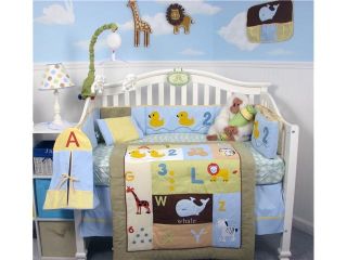 SoHo Safari Jungle Animals Baby Crib Nursery Bedding Set 14 pcs included Diaper Bag with Changing Pad, Accessory Case & Bottle Case 