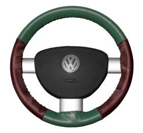 2011 2016 Jeep Grand Cherokee Leather Steering Wheel Covers   Wheelskins Green/Burgundy Perf 15 1/4 X 4 3/8   Wheelskins EuroPerf Perforated Leather Steering Wheel Covers