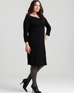 Eileen Fisher Plus Size Silk Jersey Drape Neck Dress