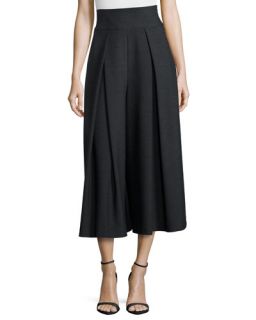 Milly High Waisted Pleated Double Face Culottes, Gray