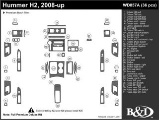 2008, 2009 Hummer H2 Wood Dash Kits   B&I WD857A DCF   B&I Dash Kits