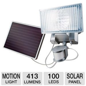 Maxsa 44449 Solar Powered Motion Activated Security Light   413 Lumens, 100 LEDs