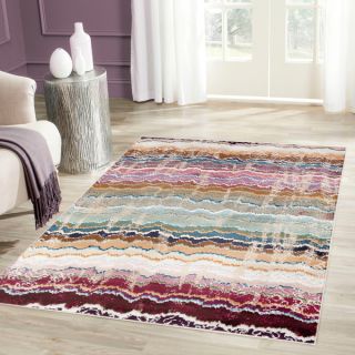 Distressed Modern Stripes Multi colored Indoor Area Rug (2 x 3