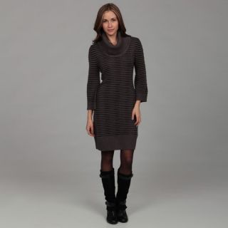 London Times Womens Grey/ Black Cowl Neck Sweater Dress FINAL SALE